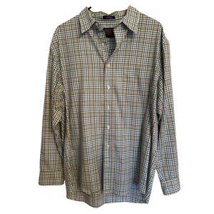 Pendleton Mens Bridgeport Button Up Shirt L Green Plaid 100% Cotton Long Sleeve